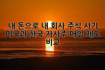 내 돈으로 내 회사 주식 사기? 🤔 미국과 한국 자사주 매입 제도 비교!
