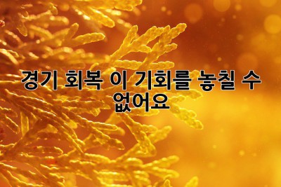 경기 회복, 이 기회를 놓칠 수 없어요! 🤑💰