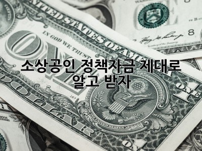 소상공인 정책자금, 제대로 알고 받자! 💯