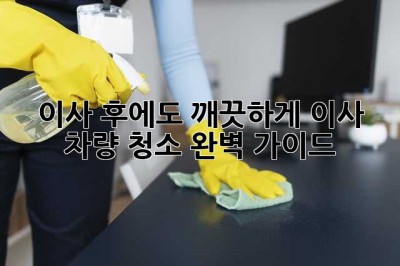 이사 후에도 깨끗하게! 이사 차량 청소 완벽 가이드