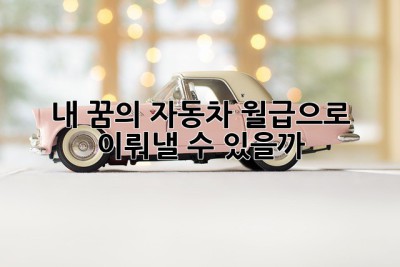 내 꿈의 자동차, 월급으로 이뤄낼 수 있을까?🚗💨