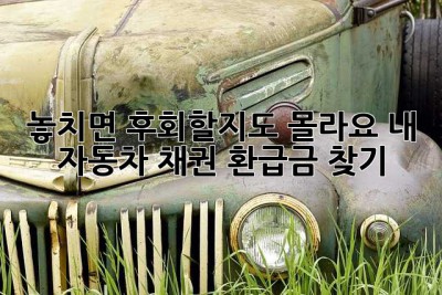 놓치면 후회할지도 몰라요! 내 자동차 채권 환급금 찾기