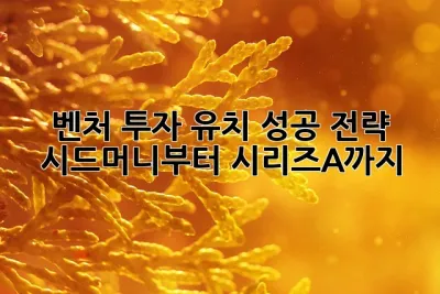 벤처 투자 유치 성공 전략: 시드머니부터 시리즈A까지 🚀