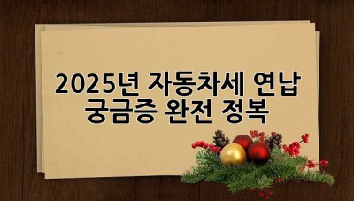 2025년 자동차세 연납, 궁금증 완전 정복! 🤔
