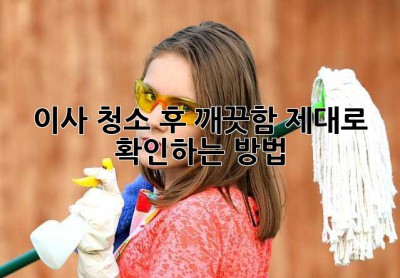 이사 청소 후 깨끗함, 제대로 확인하는 방법!
