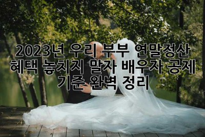 2023년, 우리 부부 연말정산 혜택 놓치지 말자! 배우자 공제 기준 완벽 정리