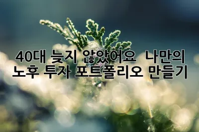 40대, 늦지 않았어요! ✨ 나만의 노후 투자 포트폴리오 만들기