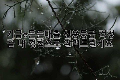 기금e든든대출, 신용등급 걱정 끝! 내 경험으로 알려드릴게요 😉