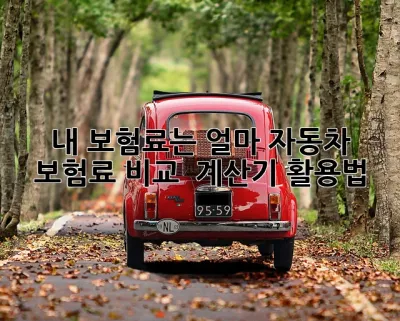 내 보험료는 얼마? 자동차 보험료 비교 & 계산기 활용법! 💯