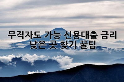 무직자도 가능! 신용대출 금리 낮은 곳 찾기 꿀팁🍯
