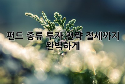 펀드 종류 투자 전략: 절세까지 완벽하게! 💰