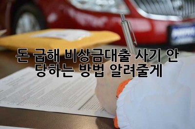 돈 급해! 비상금대출, 사기 안 당하는 방법 알려줄게!
