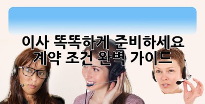 이사, 똑똑하게 준비하세요! 계약 조건 완벽 가이드