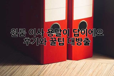 원룸 이사? 용달이 답이에요! 후기와 꿀팁 대방출!