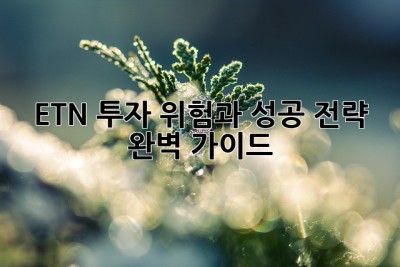 ETN 투자, 위험과 성공 전략 완벽 가이드