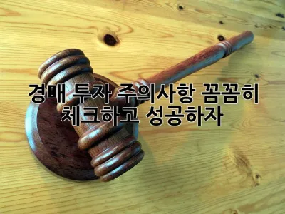 경매 투자, 주의사항 꼼꼼히 체크하고 성공하자! 💯