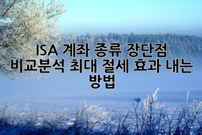 ISA 계좌 종류 장단점 비교분석: 최대 절세 효과 내는 방법! ✨