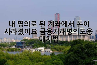 내 명의로 된 계좌에서 돈이 사라졌어요…😭 금융거래명의도용 대처법
