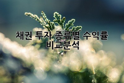 채권 투자: 종류별 수익률 비교분석