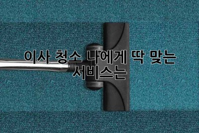 이사 청소, 나에게 딱 맞는 서비스는?