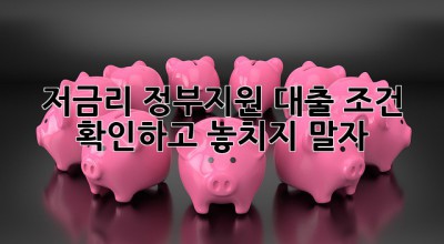 저금리 정부지원 대출 조건 확인하고 놓치지 말자! 💯