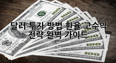 달러 투자 방법 환율: 고수익 전략 완벽 가이드 🚀