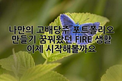 나만의 고배당주 포트폴리오 만들기: 꿈꿔왔던 FIRE 생활, 이제 시작해볼까요?