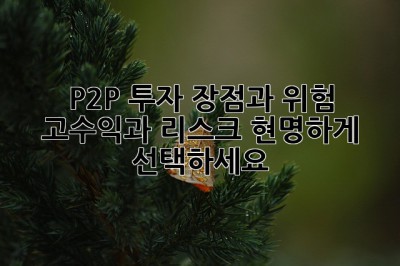P2P 투자 장점과 위험: 고수익과 리스크, 현명하게 선택하세요! 🎉