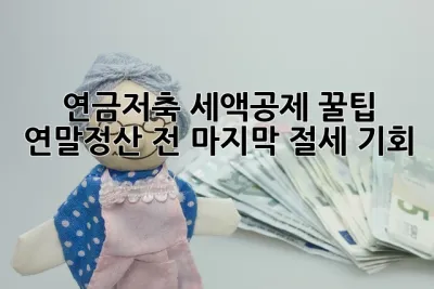 연금저축 세액공제 꿀팁: 연말정산 전 마지막 절세 기회! 💰