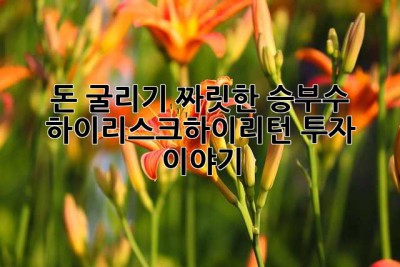 돈 굴리기, 짜릿한 승부수? 하이리스크하이리턴 투자 이야기