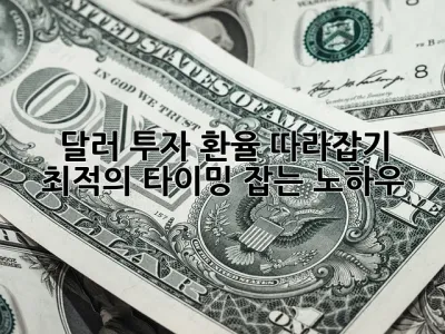 달러 투자, 환율 따라잡기: 최적의 타이밍 잡는 노하우!