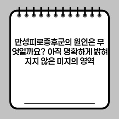 만성피로증후군: 원인, 증상, 그리고 극복 방법 완벽 가이드