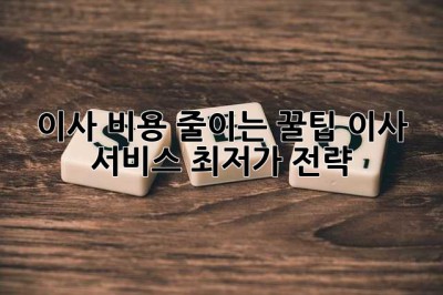 이사 비용 줄이는 꿀팁! 이사 서비스 최저가 전략