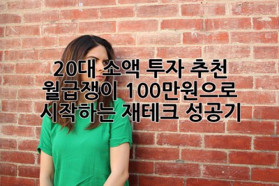 20대 소액 투자 추천: 월급쟁이 100만원으로 시작하는 재테크 성공기! ✨
