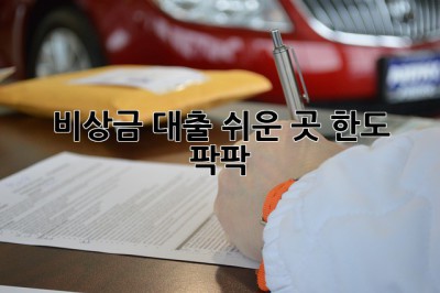 비상금 대출 쉬운 곳 한도 팍팍! 💰