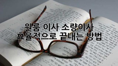 원룸 이사, 소량이사 효율적으로 끝내는 방법!