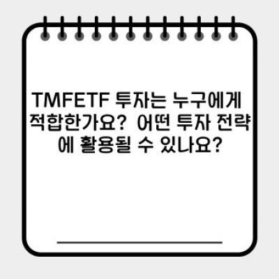 TMFETF 완벽 가이드: 투자 전 알아야 할 모든 것