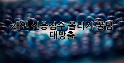 개인 신용점수 올리기: 꿀팁 대방출! ✨
