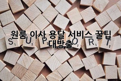 원룸 이사? 용달 서비스 꿀팁 대방출!