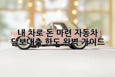 내 차로 돈 마련? 자동차 담보대출 한도, 완벽 가이드! 🚗💨